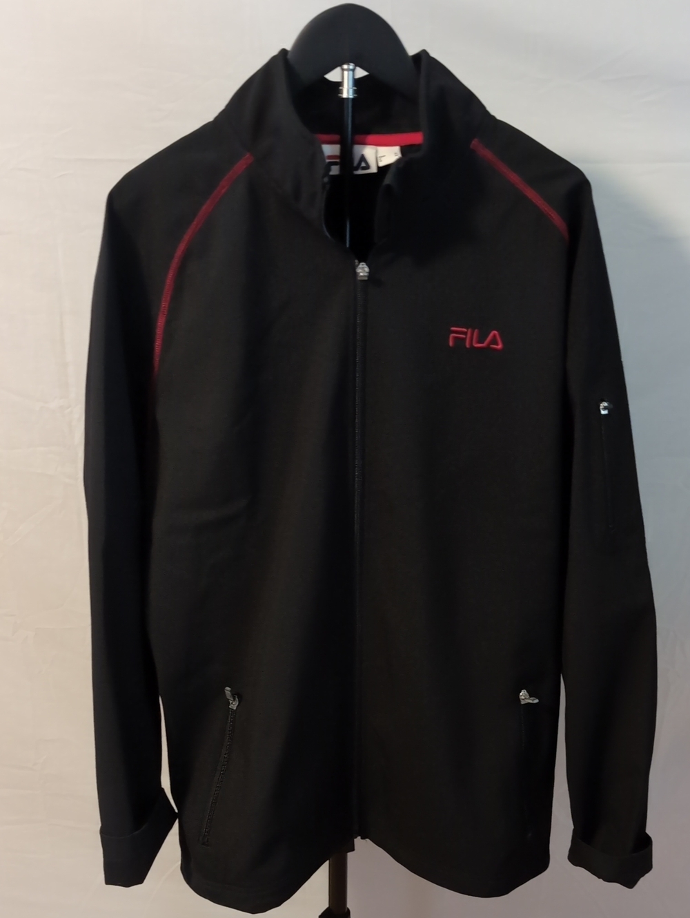 FILA Men's Performance Softshell Track Jacket Black / Red Trim Size XL